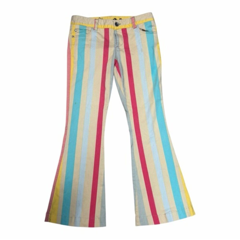 Alice + Olivia Multicolor Rainbow Stripe Flare Jeans – Size 6